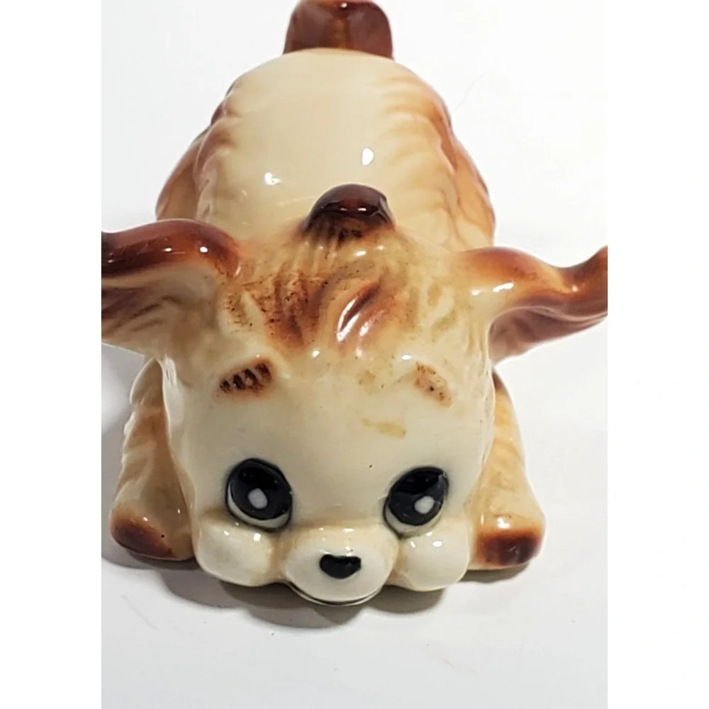 Vintage Dog Figurines Pekingese Puppies Playful Puppy Porcelain Set of 3 PLSREAD